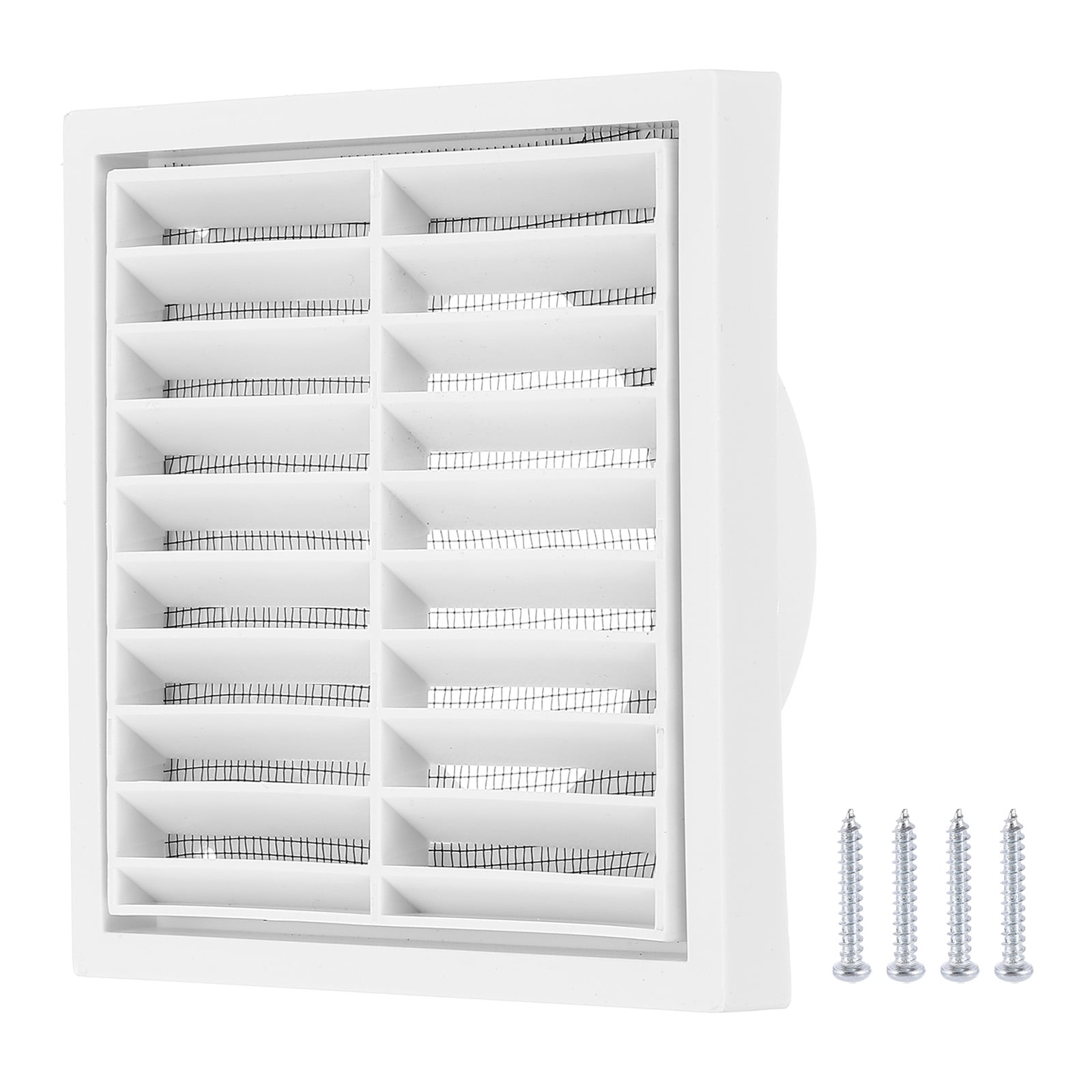 Uxcell 4" Wall Vent, ABS Gable Vent Grille Louvered Square Louver Air Vent Cover with Screen Mesh