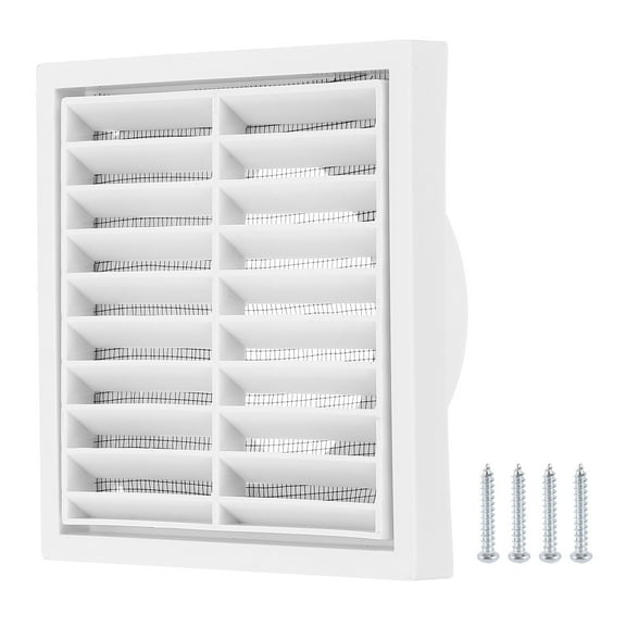 Uxcell 4" Wall Vent, ABS Gable Vent Grille Louvered Square Louver Air Vent Cover with Screen Mesh