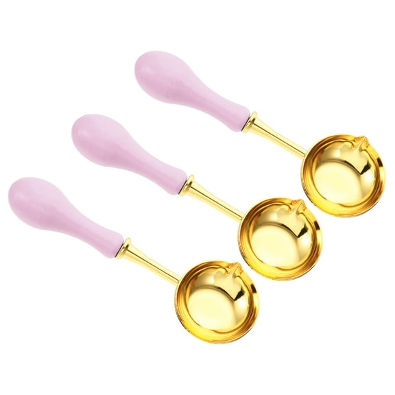 Uxcell 4" Wax Seal Spoon, 3Pcs Vintage Wax Sealing Melting Spoon, Light Purple
