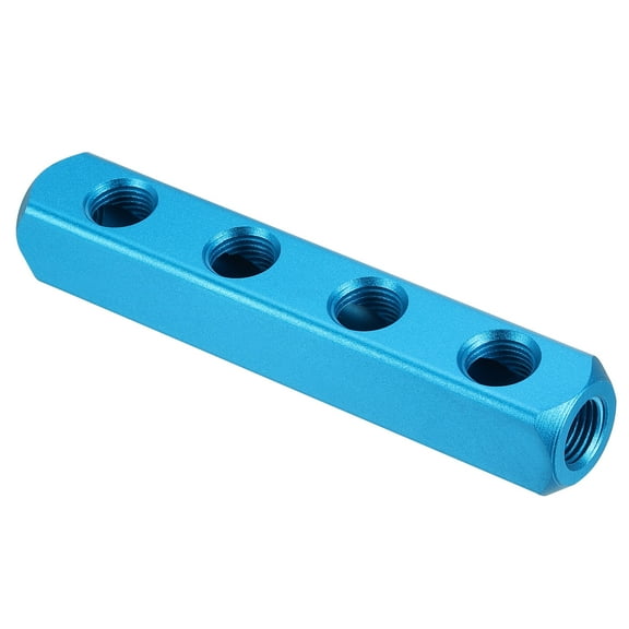 Uxcell 4 Way 7 Port Air Manifold, G1/4 Inch" Air Hose Inline Manifold Block Splitter, Blue