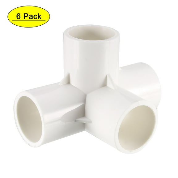 Uxcell 4 Way Elbow 3/4-inch Pipe Fitting White 6Pack