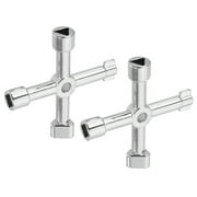 Uxcell 4-Way Multi-Functional Utility Key, Universal Cross Key Stopcock Key 4 in 1 Triangle Square Key Silver