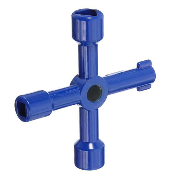 Uxcell 4-Way Multi-Functional Utility Key, Universal Cross Key Stopcock Key 4 in 1 Triangle Square Key Blue