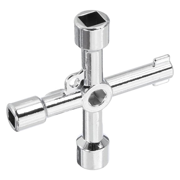 Uxcell 4-Way Multi-Functional Utility Key, Universal Cross Key Stopcock Key 4 in 1 Triangle Square Key 1