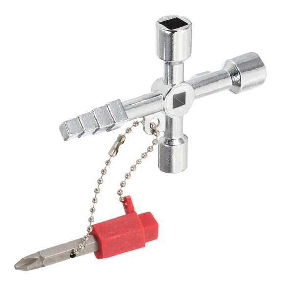 Uxcell 4-Way Multi-Functional Utility Key, Universal Cross Key Stopcock Key 4 in 1 Triangle Square Key 1