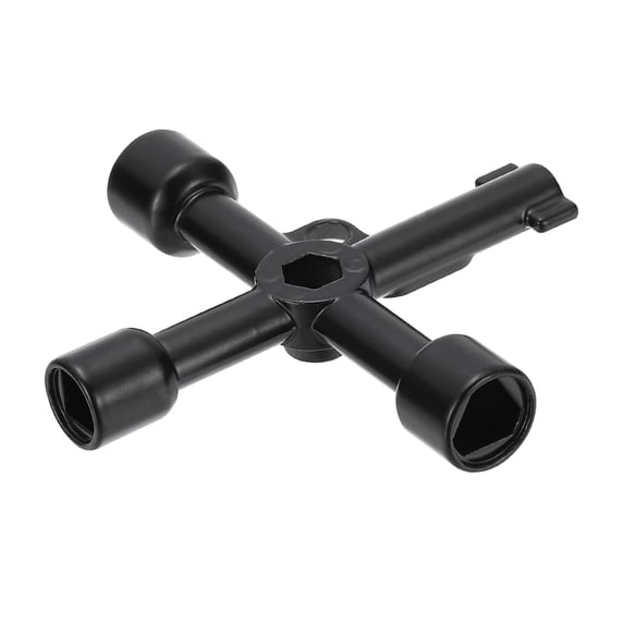 Uxcell 4 Way Utility Key, Multifunction Triangle Square Panel Cross Key for Valve Electrical Cabinet Opening Black