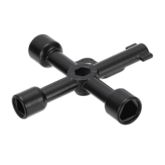 Uxcell 4 Way Utility Key, Multifunction Triangle Square Panel Cross Key for Valve Electrical Cabinet Opening Black