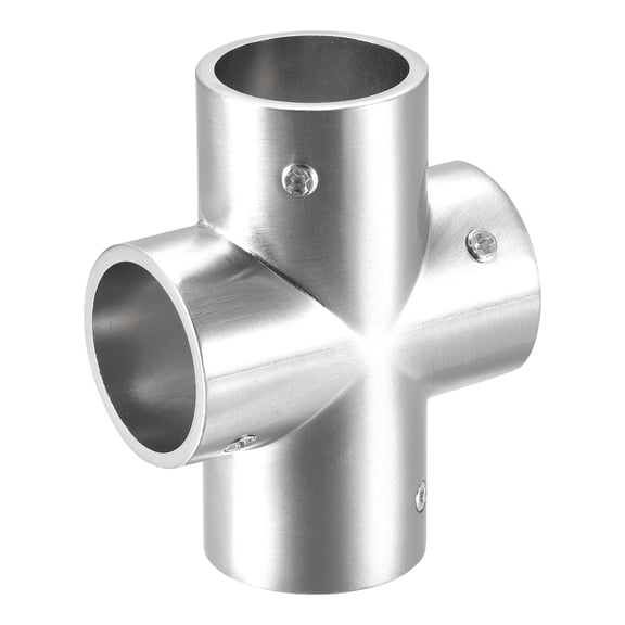 Uxcell 4-Way Zinc Alloy Rail Cross Fitting Brushed for 25mm/1" OD