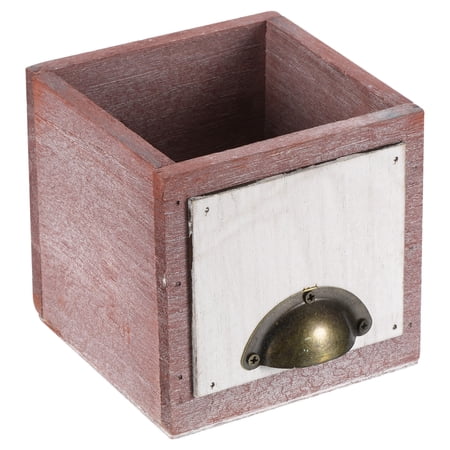 Uxcell 4" Wood Square Planter Box Decorative Flower Pot Cube Container, Brown