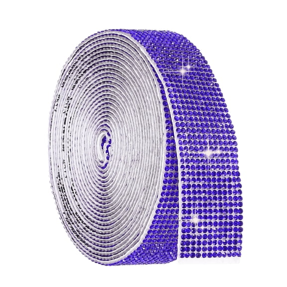 Uxcell 4 Yard Self Adhesive Rhinestone Ribbon, 12 Row Bling Diamond Crystal Strips Stickers for DIY Arts Crafting Wedding Party Car Phone Decoration, Dark Blue