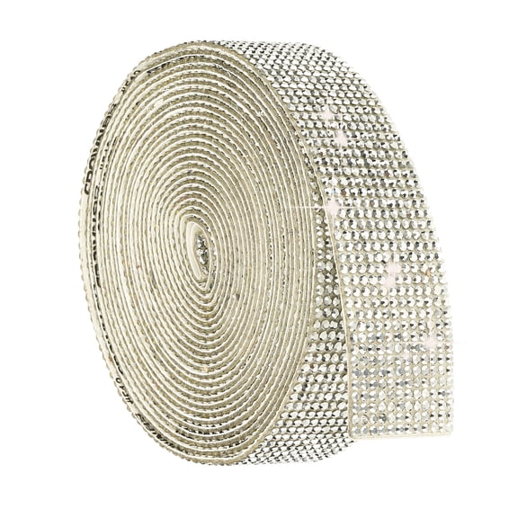 Uxcell 4 Yard Self Adhesive Rhinestone Ribbon, 12 Row Bling Diamond Crystal Strips Stickers for DIY Arts Crafting Wedding Party Car Phone Decoration, White