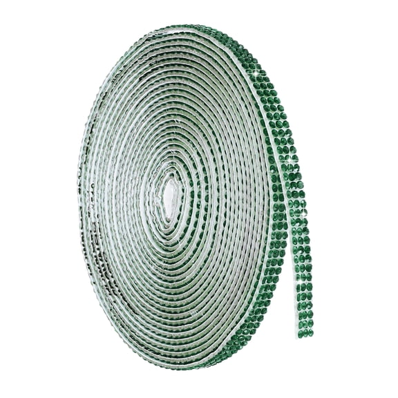 Uxcell 4 Yard Self Adhesive Rhinestone Ribbon, 3 Row Bling Diamond Crystal Strips Stickers for DIY Arts Crafting Wedding Party Car Phone Decoration, Dark Green
