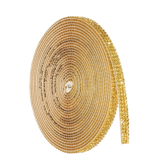 Uxcell 4 Yard Self Adhesive Rhinestone Ribbon, 3 Row Bling Diamond Crystal Strips Stickers for DIY Arts Crafting Wedding Party Car Phone Decoration, Golden