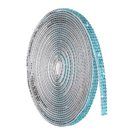 Uxcell 4 Yard Self Adhesive Rhinestone Ribbon, 3 Row Bling Diamond Crystal Strips Stickers for DIY Arts Crafting Wedding Party Car Phone Decoration, Lake Blue