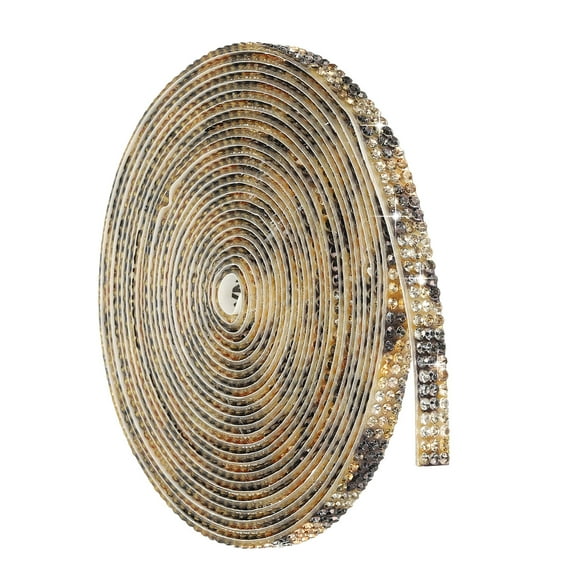 Uxcell 4 Yard Self Adhesive Rhinestone Ribbon, 3 Row Bling Diamond Crystal Strips Stickers for DIY Arts Crafting Wedding Party Car Phone Decoration, Leopard Print