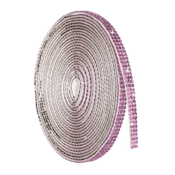 Uxcell 4 Yard Self Adhesive Rhinestone Ribbon, 3 Row Bling Diamond Crystal Strips Stickers for DIY Arts Crafting Wedding Party Car Phone Decoration, Light Purple