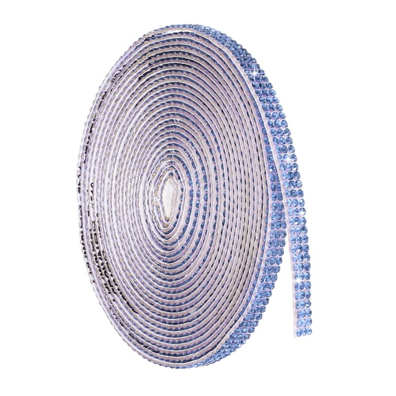 Uxcell 4 Yard Self Adhesive Rhinestone Ribbon, 3 Row Bling Diamond Crystal Strips Stickers for DIY Arts Crafting Wedding Party Car Phone Decoration, Light Blue