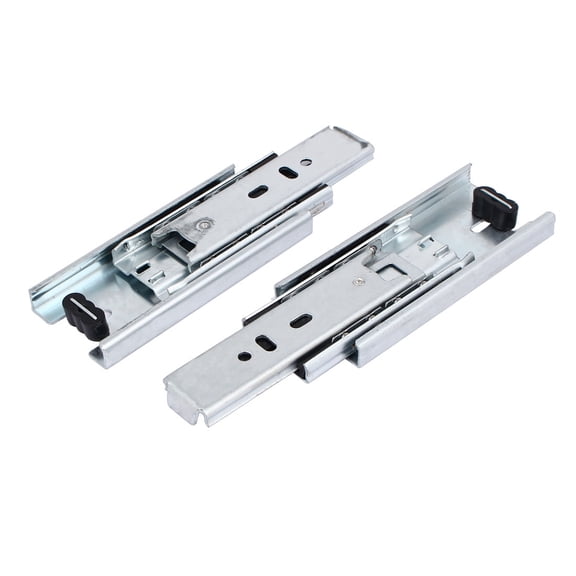 Uxcell 4 inch 3 Sections Telescoping Ball Bearing Damper Drawer Slide Silver Tone 2Pcs