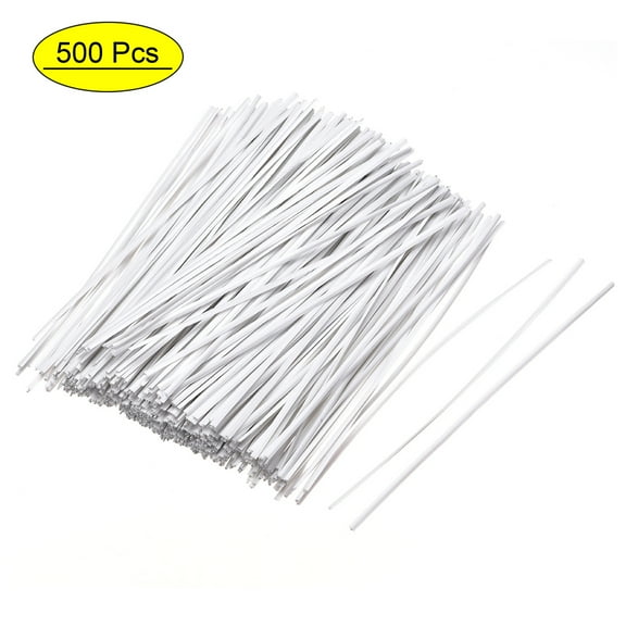 Uxcell 4 inch Flat Stronger Coated Iron Twist Ties White 500Pcs