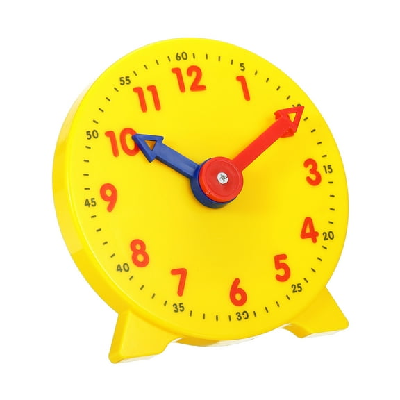 Uxcell 4 inch Teaching Clock Tell Time Analog Demonstration Clock 12 Hour 2 Pointers Geared, Yellow