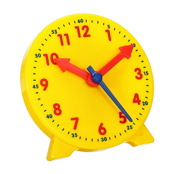 Uxcell 4 inch Teaching Clock Tell Time Analog Demonstration Clock 12 Hour 3 Pointers Geared, Yellow