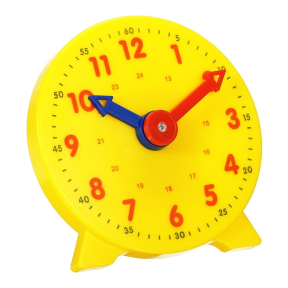 Uxcell 4 inch Teaching Clock Tell Time Analog Demonstration Clock 24 Hour 2 Pointers Geared, Yellow