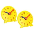 thumbnail image 1 of Uxcell 4 inch Teaching Clock Tell Time Analog Demonstration Clock 24 Hour 2 Pointers, Yellow 2 Pack, 1 of 5