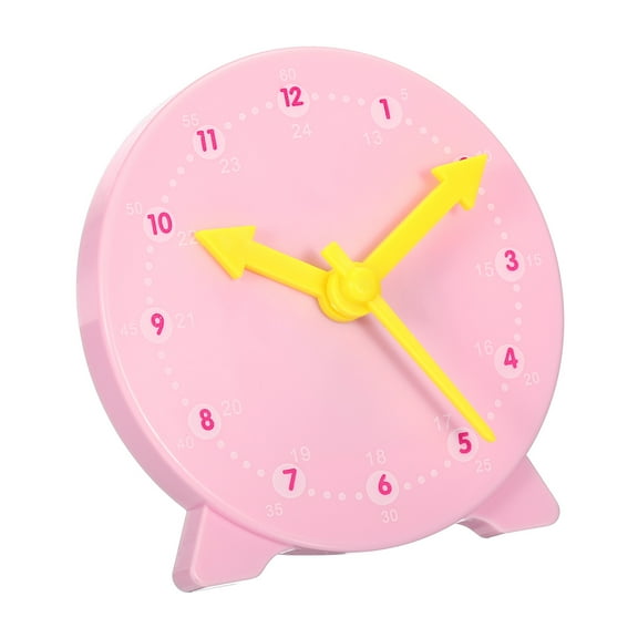 Uxcell 4 inch Teaching Clock Tell Time Analog Demonstration Clock 24 Hour 3 Pointers Geared, Pink