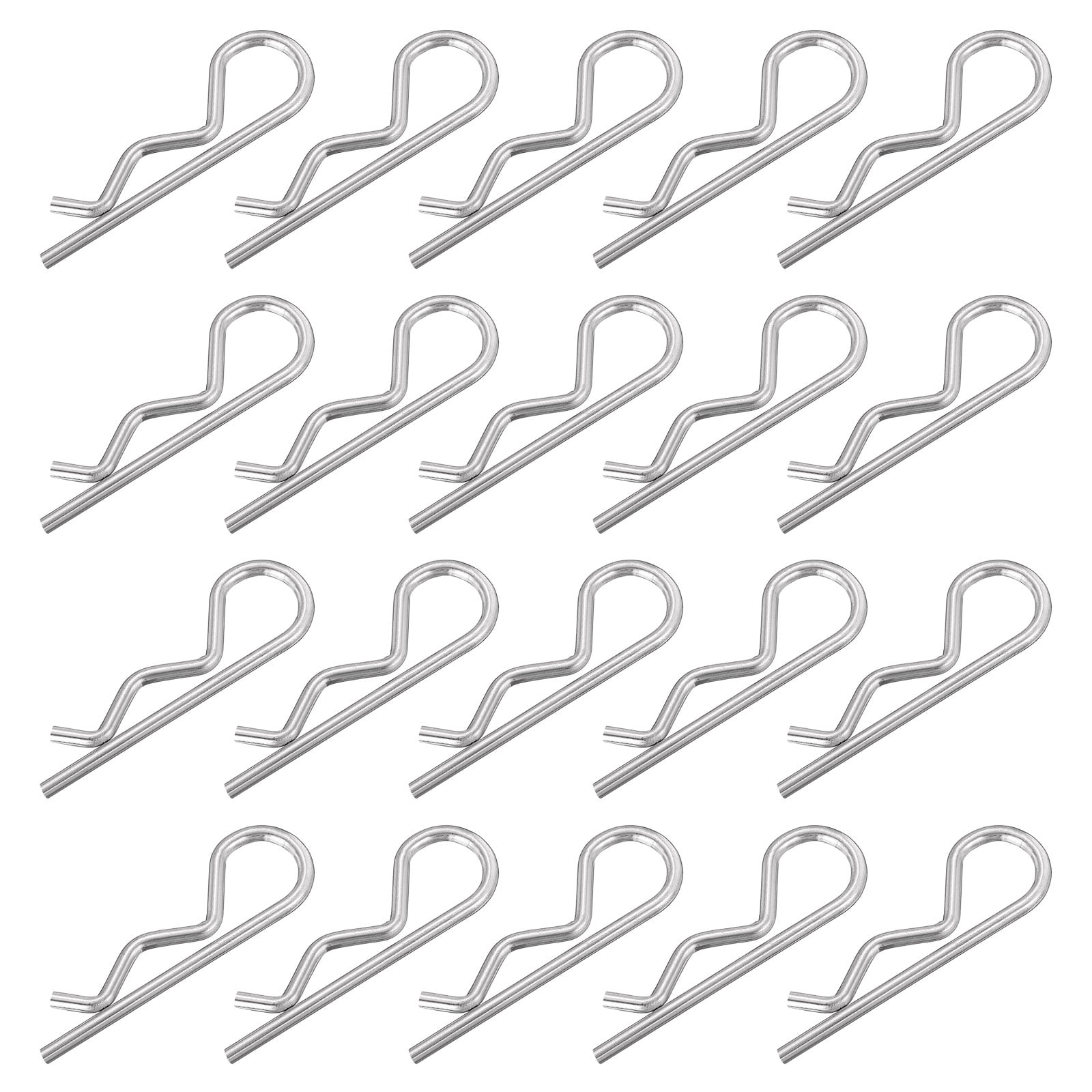 Uxcell 4 mm x 78 mm Cotter Pins Spring Fastener, Hitch Pin Retaining Pin R Clip Hairpin 304 Stainless Steel Silver Tone 20Pcs