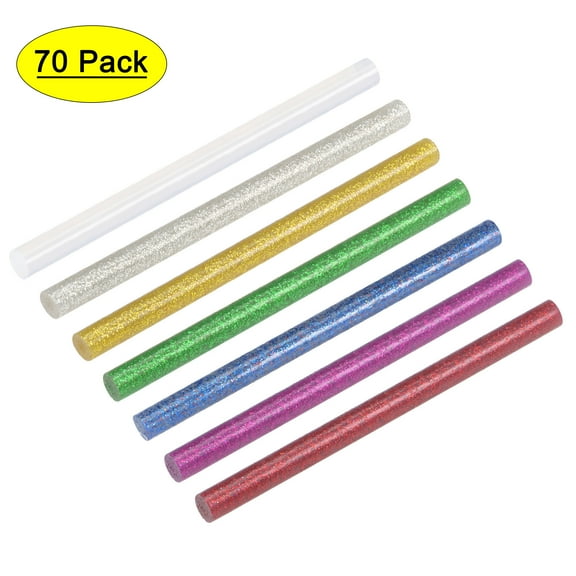 Uxcell 4" x 0.27" Glitter Red/Silver/Green/Golden/Blue/Rose Red Mini Hot Glue Gun Sticks 70 Pack