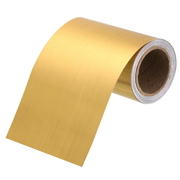 Uxcell 4" x 16ft Foil Mirror Border Peel and Stick Wood Grain Tape, Brushed Gold