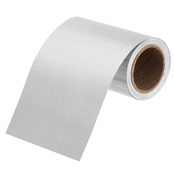 Uxcell 4" x 16ft Foil Mirror Border Peel and Stick Wood Grain Tape, Brushed Silver