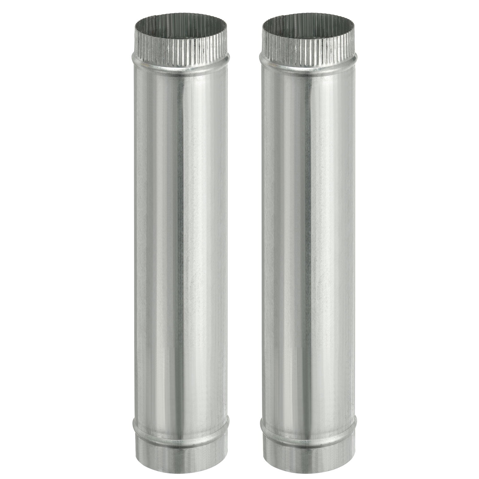 Uxcell 4 x 20 Inch Round Dryer Duct, 2PCS Galvanized Steel Crimped Straight Air Vent Duct Extension Coupler Pipe Adapter Connector for HVAC Dryer Hood Ventilation Chimney, Silver