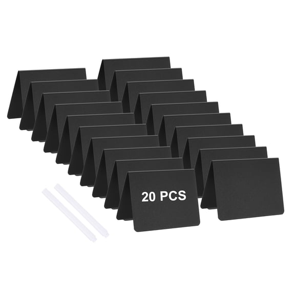 Uxcell 4" x 3" Tabletop Chalkboard Signs, 20 Pcs Small Chalkboard Signs V Shape Table Food Labels With 2 white pen for Parties Weddings Buffet Birthday Bakery, Black