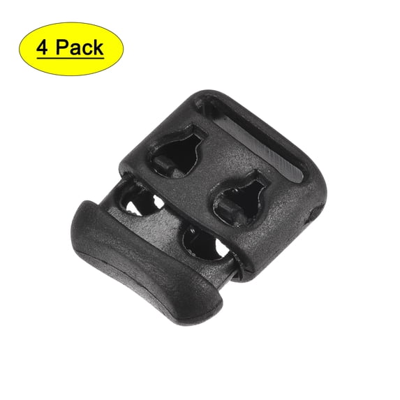 Uxcell 4 x 5mm Diameter Dual Hole Spring Sewing Fasteners Cord Locks 4Pack Black