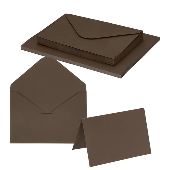 Uxcell 4 x 6" Blank Greeting Cards and Envelopes, 20Sets Half Fold Note Cards and Envelopes 250g Thick Cardstock for DIY Wedding Birthday Party Invitations, Dark Coffee