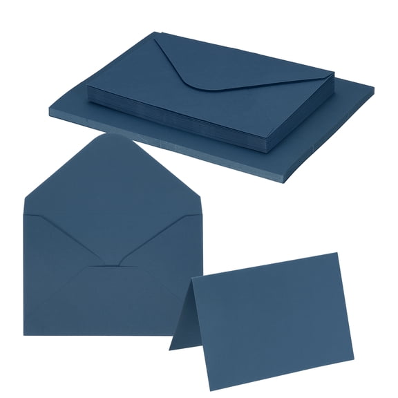 Uxcell 4 x 6" Blank Greeting Cards and Envelopes, 20Sets Half Fold Note Cards and Envelopes 250g Thick Cardstock for DIY Wedding Birthday Party Invitations, Deep Navy Blue