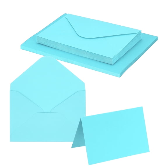 Uxcell 4 x 6" Blank Greeting Cards and Envelopes, 20Sets Half Fold Note Cards and Envelopes 250g Thick Cardstock for DIY Wedding Birthday Party Invitations, Light Blue