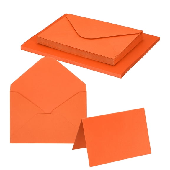 Uxcell 4 x 6" Blank Greeting Cards and Envelopes, 20Sets Half Fold Note Cards and Envelopes 250g Thick Cardstock for DIY Wedding Birthday Party Invitations, Orange Red
