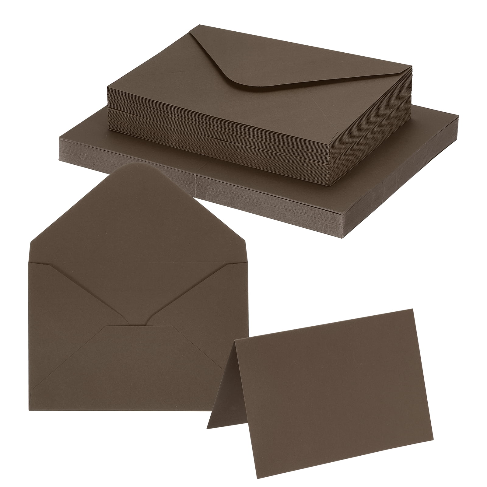 Uxcell 4 x 6" Blank Greeting Cards and Envelopes, 50Sets Half Fold Note Cards and Envelopes 250g Thick Cardstock for DIY Wedding Birthday Party Invitations, Dark Coffee