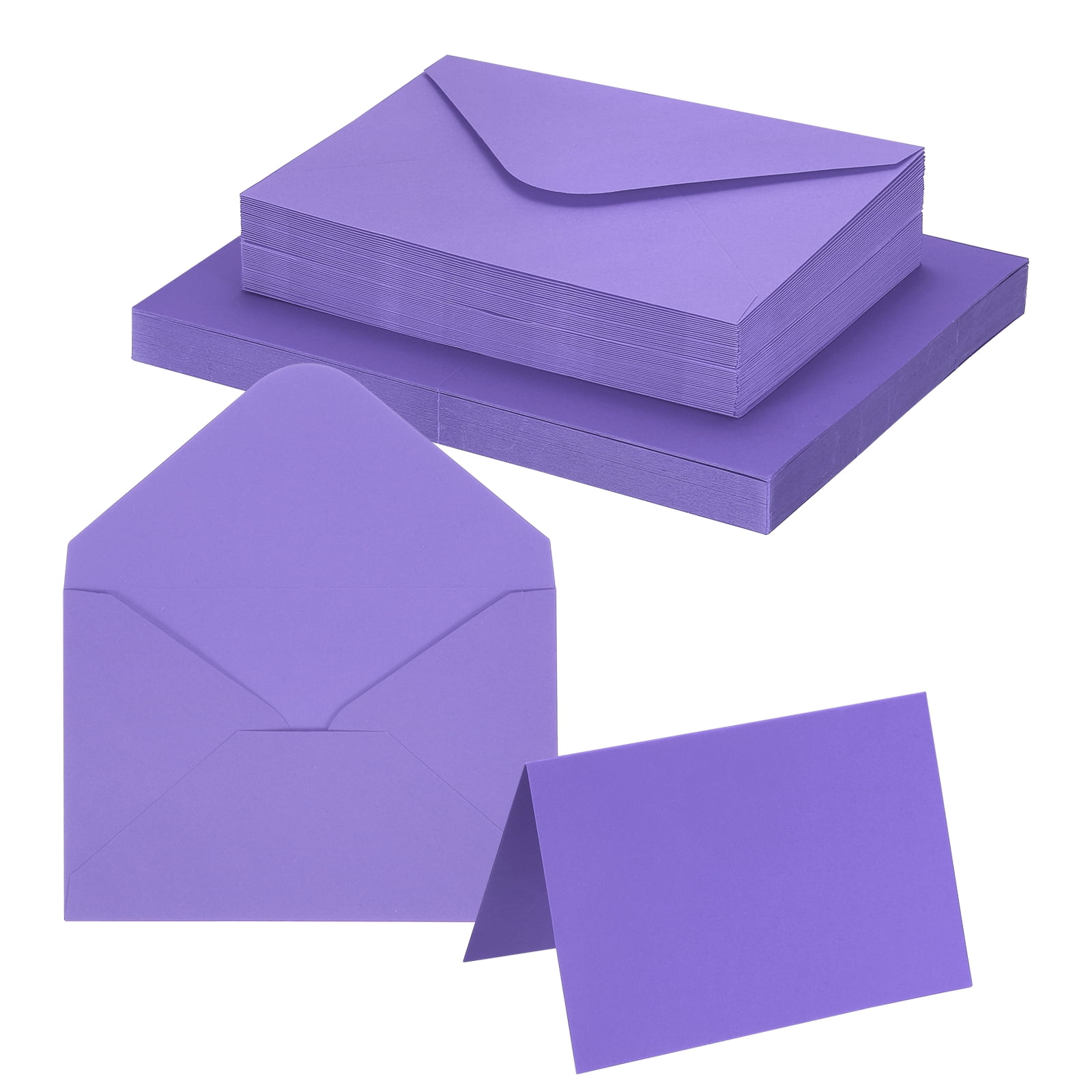 Uxcell 4 x 6" Blank Greeting Cards and Envelopes, 50Sets Half Fold Note Cards and Envelopes 250g Thick Cardstock for DIY Wedding Birthday Party Invitations, Dark Purple
