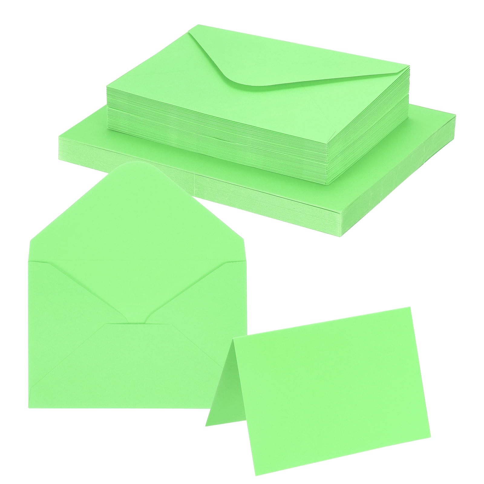 Uxcell 4 x 6" Blank Greeting Cards and Envelopes, 50Sets Half Fold Note Cards and Envelopes 250g Thick Cardstock for DIY Wedding Birthday Party Invitations, Light Green