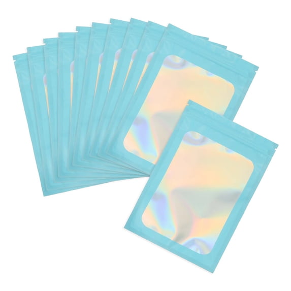 Uxcell Foil Pouch Bags Packaging Clear Window Resealable Sample Bag for Small Business Party Blue 4.13 x 5.91 inch