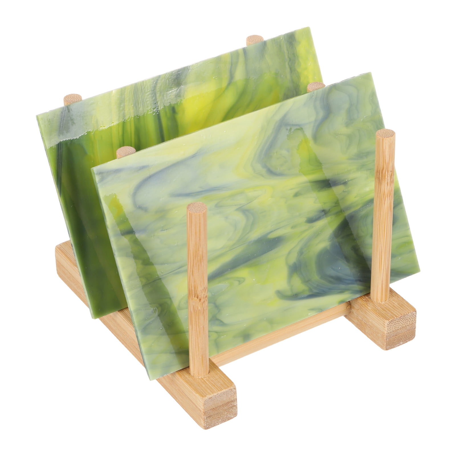 Uxcell 4 x 6" Stained Glass Sheets 2 Sheets Transparent Art Glass Green