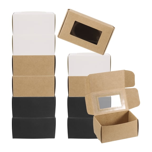 Uxcell 4"x2.5"x2" Paper Soap Box with Window, 30 Pack Black/White/Kraft