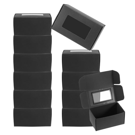 Uxcell 4"x2.5"x2" Paper Soap Box with Window Homemade Soap Boxes Rectangle Presents Packaging Boxes, Black 30 Pack