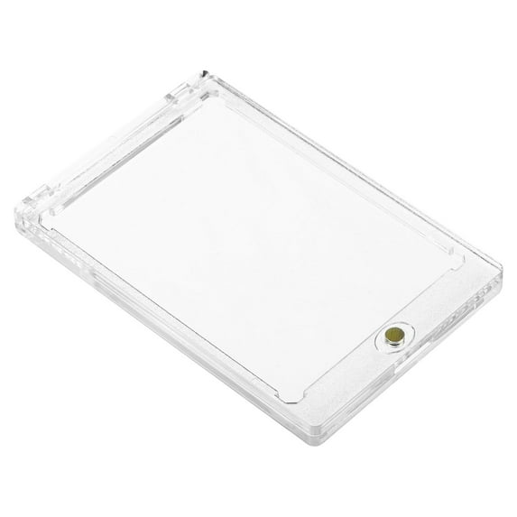 Uxcell 4"x3"x0.31" Magnetic Card Holder 75PT Plastic Clear Trading Card Protector Golden