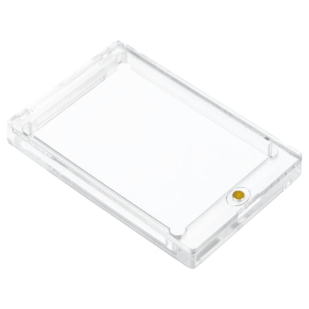 Uxcell 4"x3"x0.51" Magnetic Card Holder 260PT Plastic Clear Trading Card Protector Golden