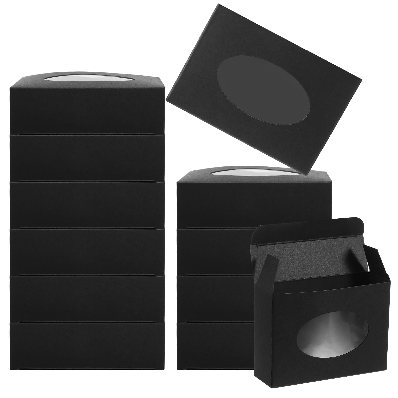 Uxcell 4"x3"x1" Paper Soap Box with Window Homemade Soap Boxes Oval ...