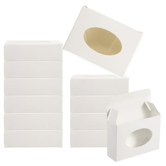 Uxcell 4"x3"x1" Paper Soap Box with Window Homemade Soap Boxes Oval Presents Packaging Boxes, White 30 Pack